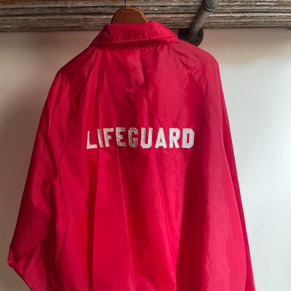 Vintage Lifeguard beach jacket embroidered. Size xxxxl Made in the USA by Auburn